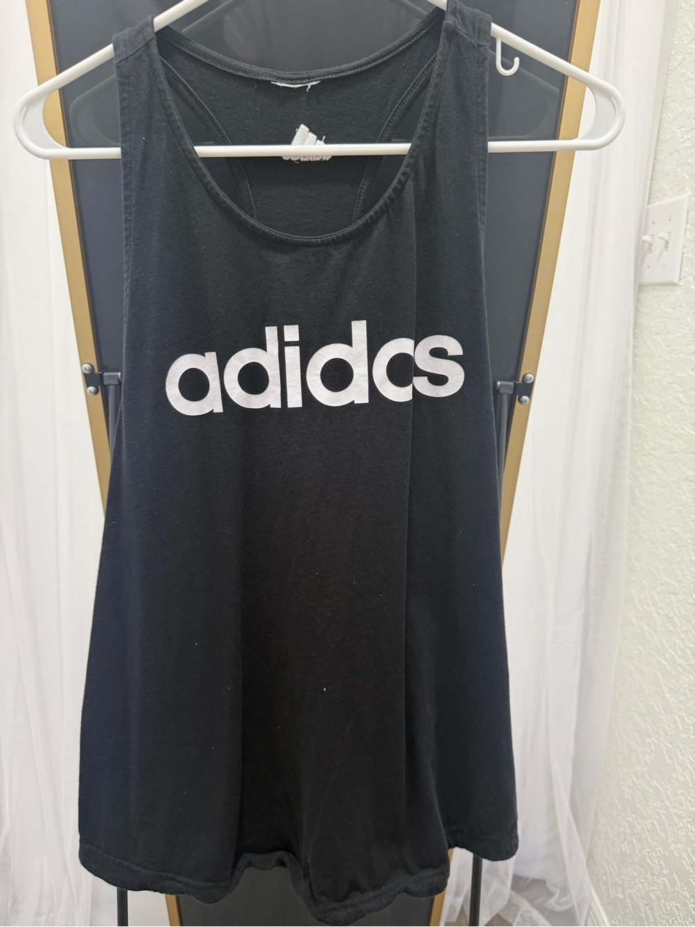 adidas Black Tank with White Logo Text